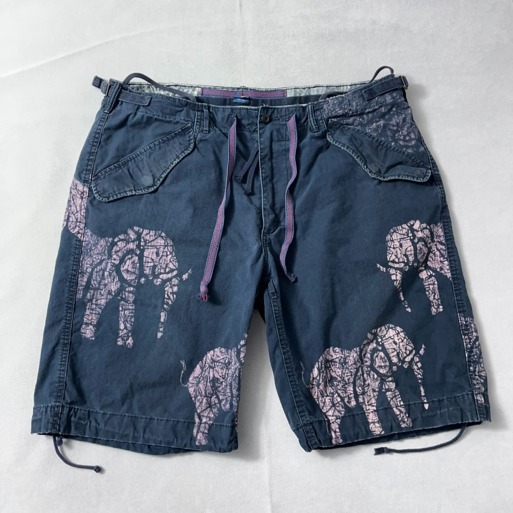 Ralph Lauren Cargo Shorts Men 36 Surplus Fit Blue Elephant Print